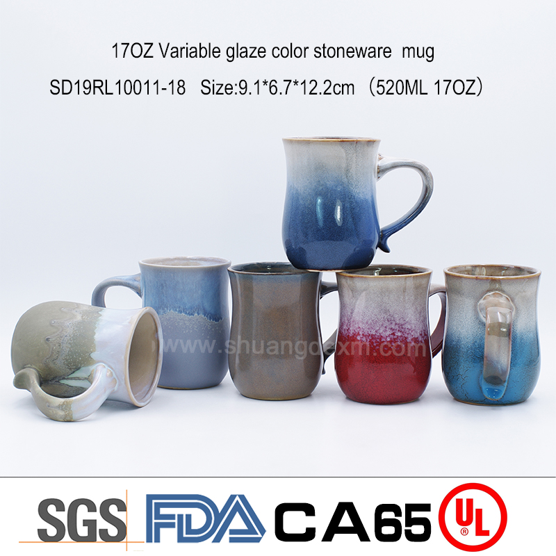 17OZ Variable glaze color stoneware  mug 
