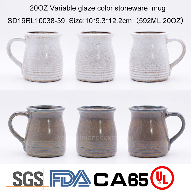 20OZ Variable glaze color stoneware  mug 