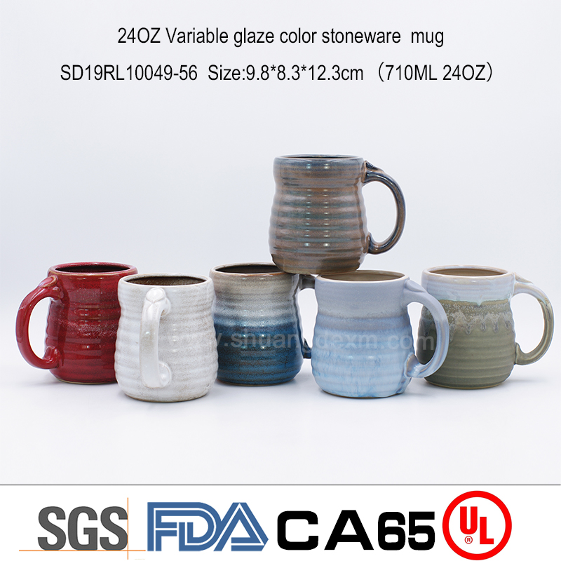 24OZ Variable glaze color stoneware  mug 