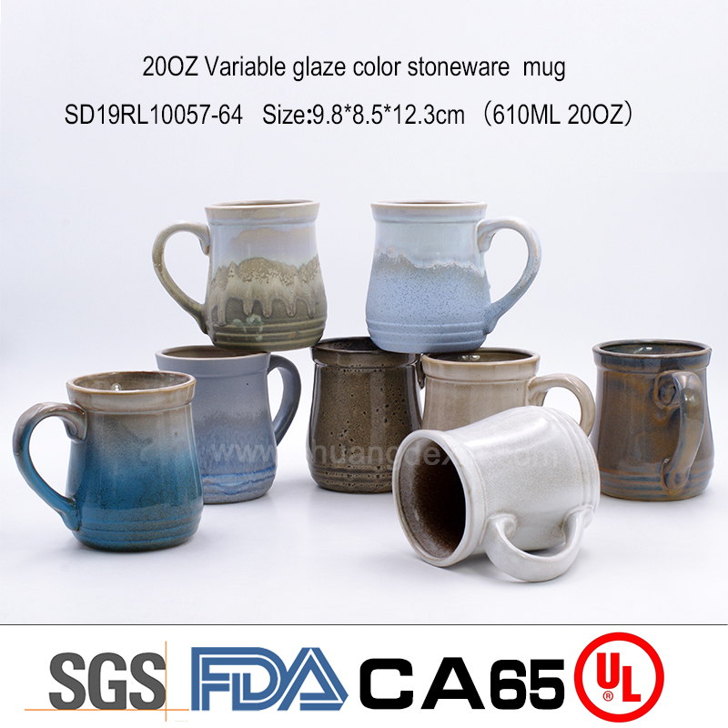 20OZ Variable glaze color stoneware  mug 