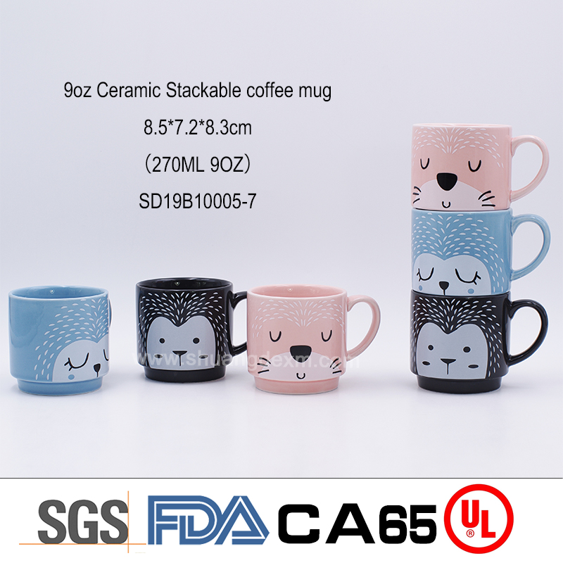 9OZ Ceramic Hedgehog Stackable Coffee mug
