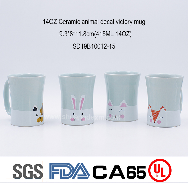 Ceramic animal decal victory mug