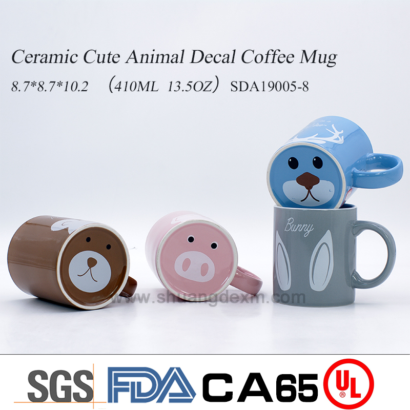 Ceramic Cute Animal Decal Coffee Mug
