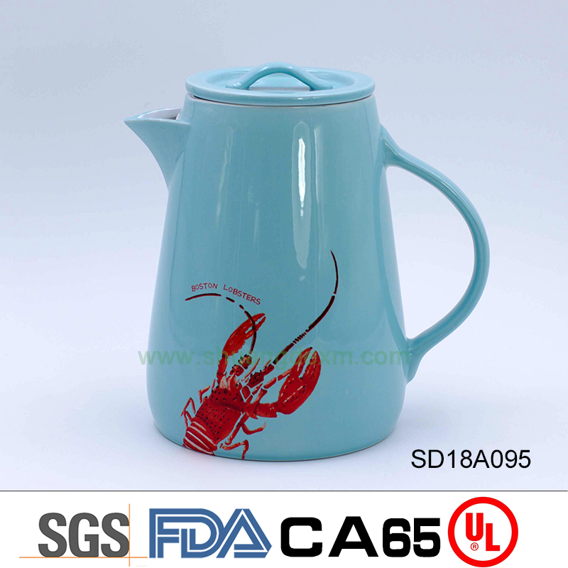 Ceramic lobster flat lid kettle