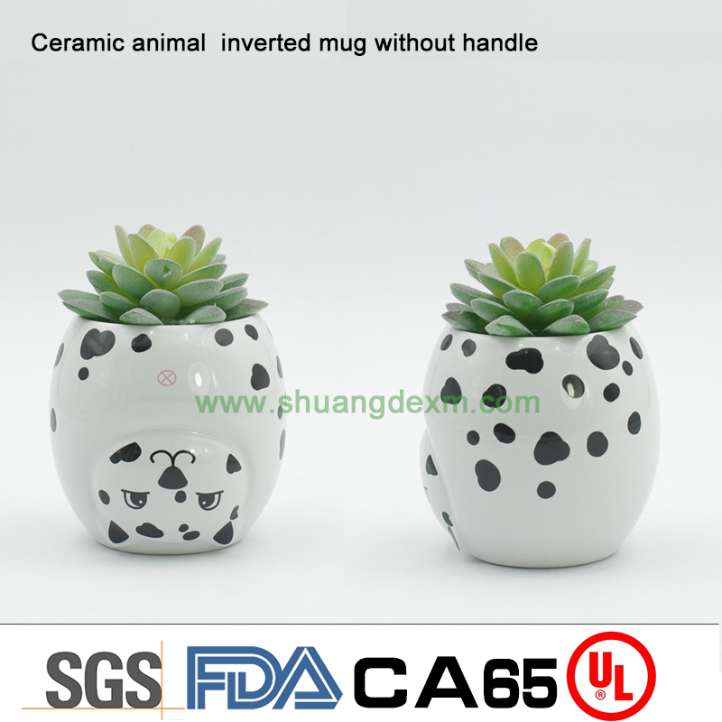 Ceramic animal  inverted mug without handle