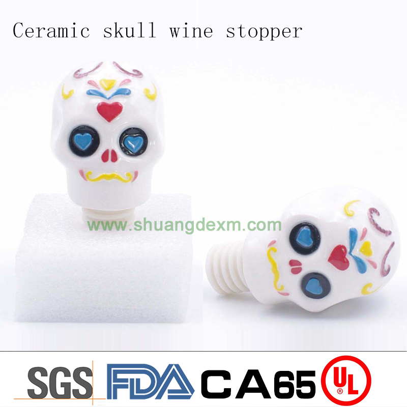 Ceramic skull wine stopper