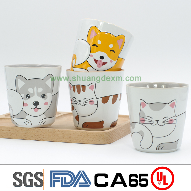Ceramic relief animal coffee mug without handle