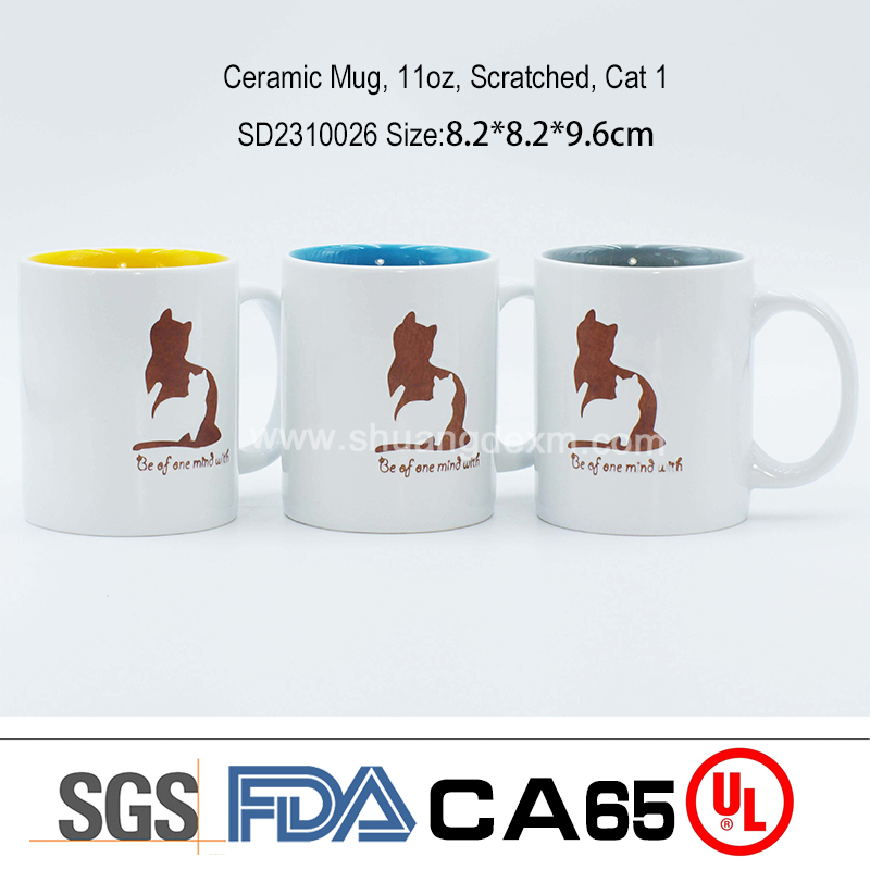 Ceramic Mug, 11oz, Scratched, Cat 1