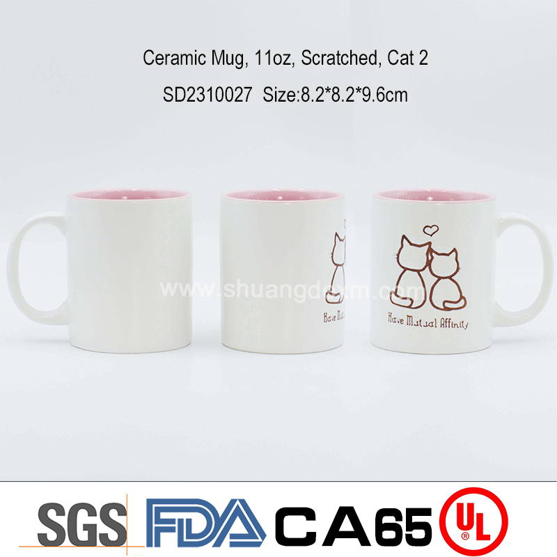 Ceramic Mug, 11oz, Scratched, Cat 2