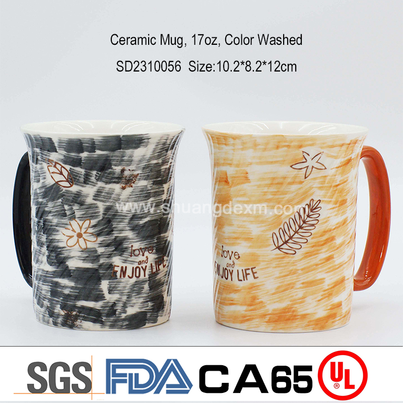 Ceramic Mug, 17oz, Color Washed